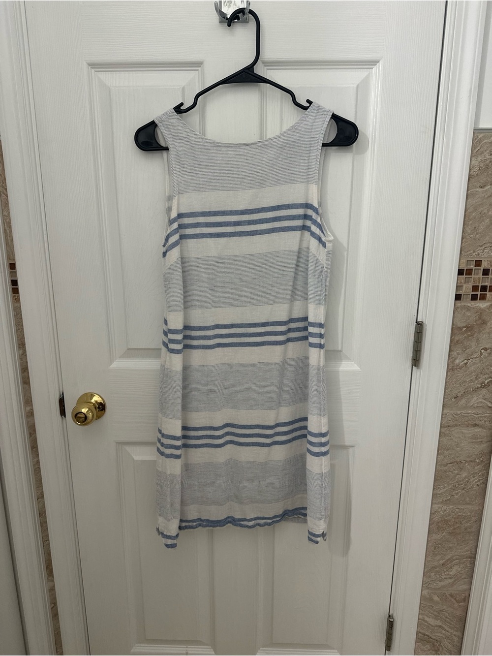 beachlunchlounge Blue and White Striped Sleeveless Mini Dress